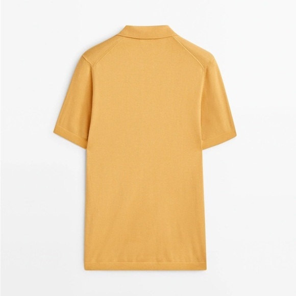 NWT. Massimo Dutti Mustard Viscose Blend Milano Polo-Style Knit Sweater. Size M. - Picture 4 of 7